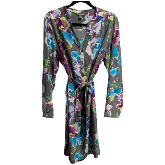 Tommy Bahama Floral Silk Dress Colorful V-neck Midi - Picture 1 of 5